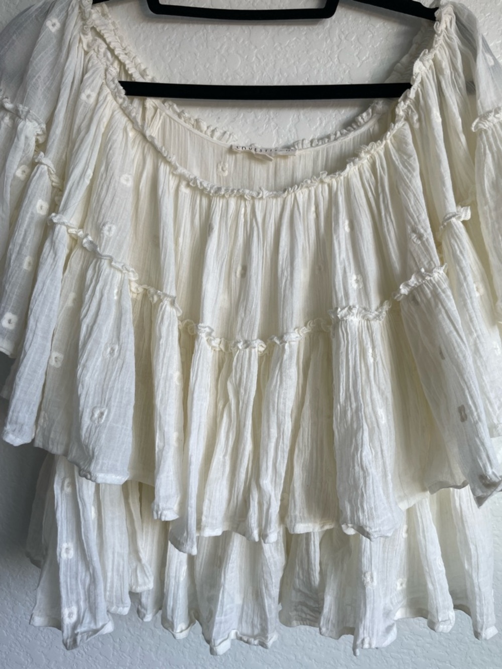 lovestitch Cream Layered Off-Shoulder Blouse - Picture 10 of 13